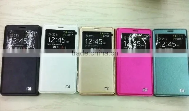 2015 new mobile phone cover pu phone cases for Hongmi note case, pu flip cover for Xiaomi redmi note case