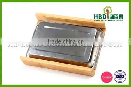 wooden bamboo kitchen cutting Board with s/s tray