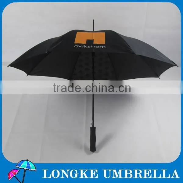 24"black color auto l open Straight golf Umbrella with foam handle