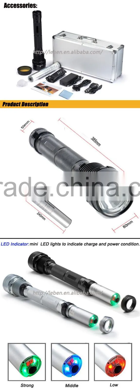 Aluminum alloy military grade flashlight aluminum flashlight zoom flashlight made in China