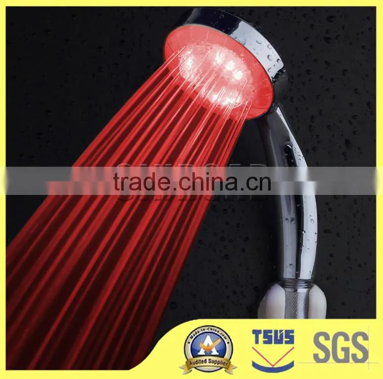 Three colors changing LED bathroom shower head with temperature digital display