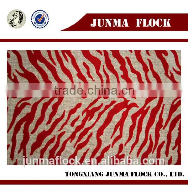 Fashion design red pattern China Textile Polyester linen flocked Dri Fit fabric
