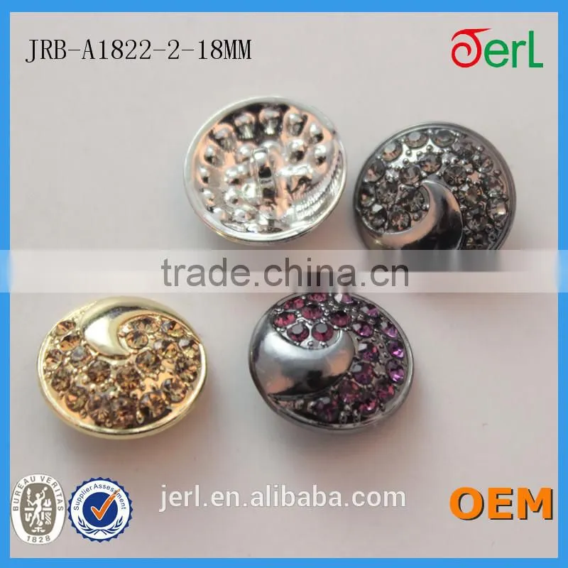 Hot Sales Popular Customized Alloy Rhinestone Buttons with Crystal for Jeans T-shirt Decoration