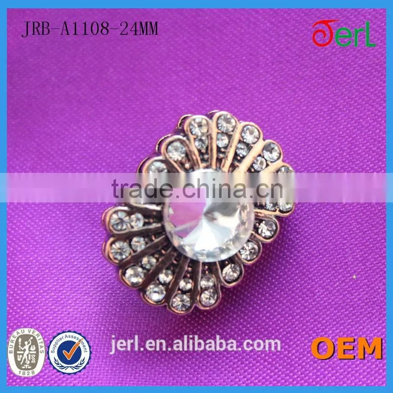 Wholesale High Quality Gold Shinning Alloy Rhinestone Button for Garment in Bulk