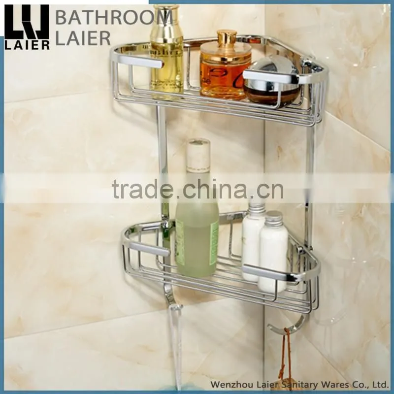 Classic-Style Simple brass chrome finishing wall mounted brassbathroom accessories double corner basket