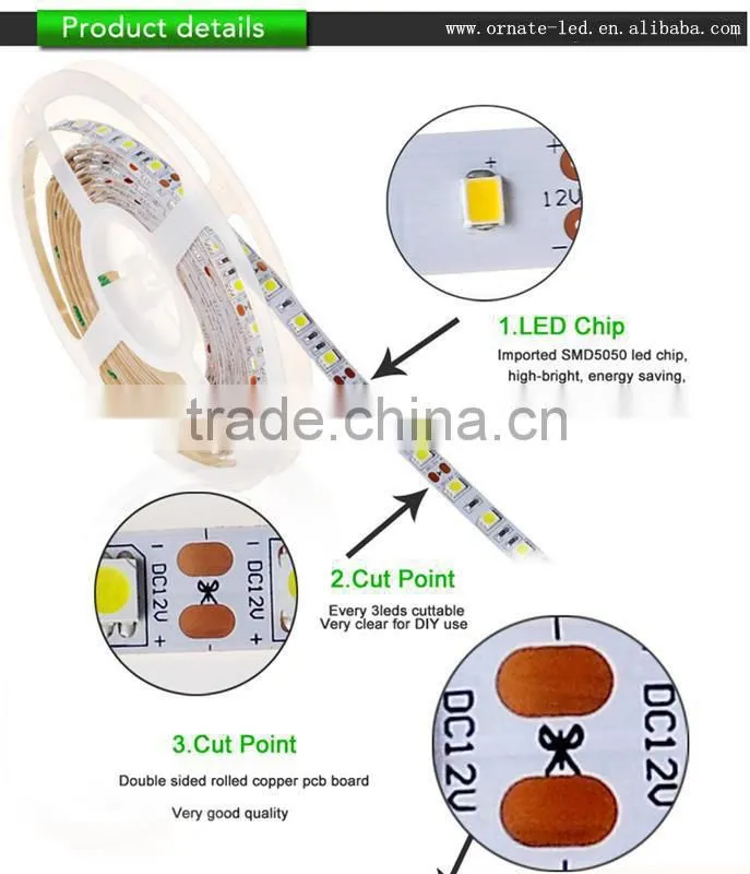 12v 24v dc rgb waterproof flexible 3528 5050 smd led strip light for car bike