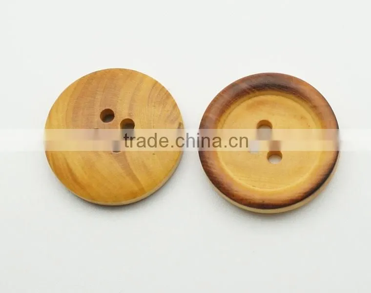 4 Holes burnt natural wood buttons for retro clothings
