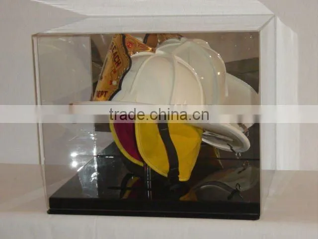 clear acrylic helmet display box mirror back display case