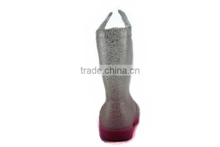 New Fashion Bling Bling Cute PVC Transparent Cheap Rain Boots for Kids