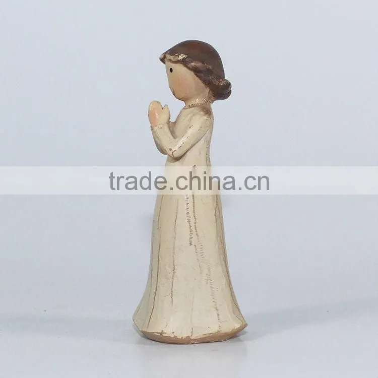 Resin praying mini girl statue