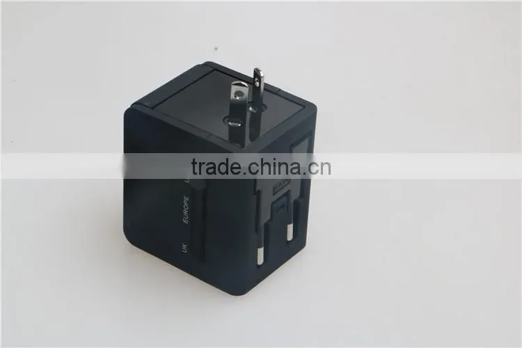 Factory High Quality Universal Travel Adapter with double USB Charger World Travel Adapter USB Travel Adapter of 1000MA
