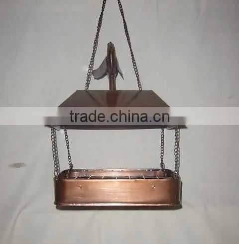 Decorative Garden Bird Feeder, Wooden Garden Bird Feeder with Sparrow on Top and Flower design