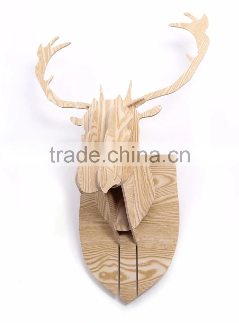 indoor wall mounted wooden deer head decoration