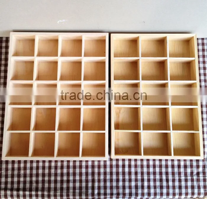 Homemade Solid Wooden Box Tea Bag Classification Candy Storage Box Product Display with15 pcs GridsLove and Simple style