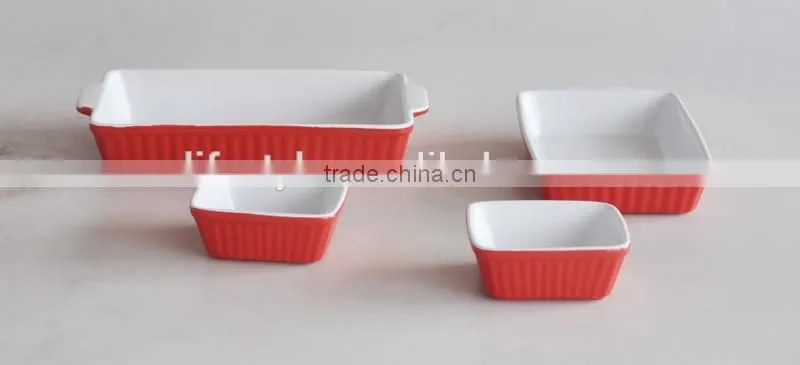rectangle shape ceramic baking pan with solid color