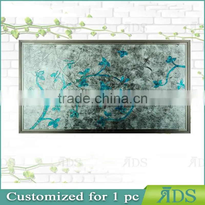 Framed Handmade carve pattens with silver leaf MDF modern glass wall art decor