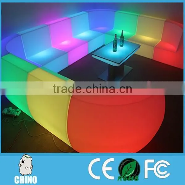 PE Material Plastic LED rechargeable chair sofa long safa