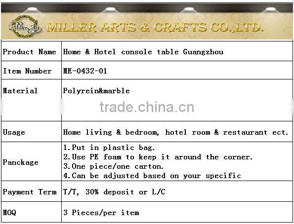 Marble top antique gold console table for living room ME-0432-01