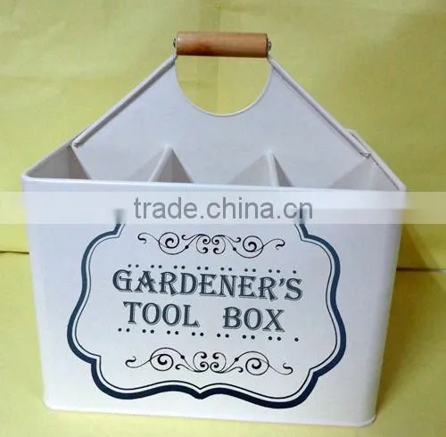 garden tool storage basket with dividers