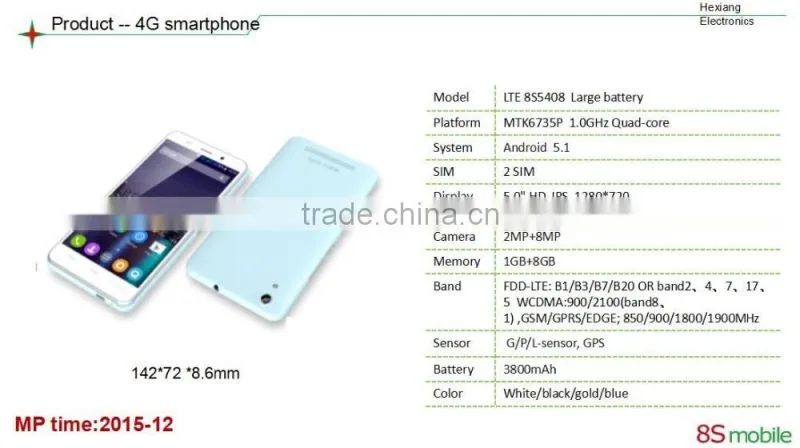 LTE8S5408 5.0" high end mobile phone wholesale