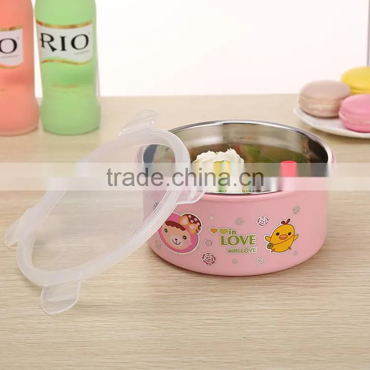 round food container leak-proof stainless steel insulated lunch box
