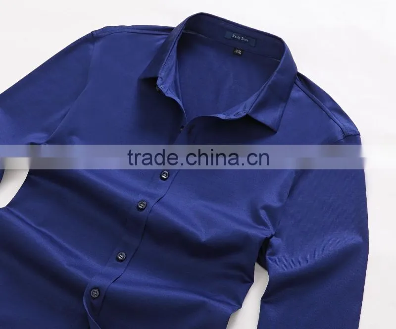Raidyboer Men's solid color long sleeve t shirt 100%cotton with placket Raidy boer