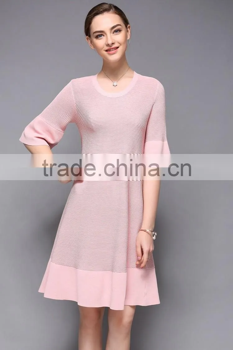 Half flare sleeve drape patchwork loose fishtail women dress