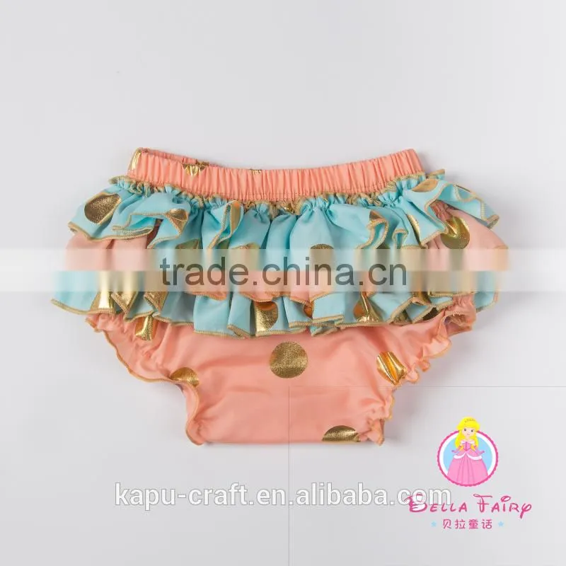 wholesale baby ruffle shorts children's clothing Gold polka dot Baby Bloomer