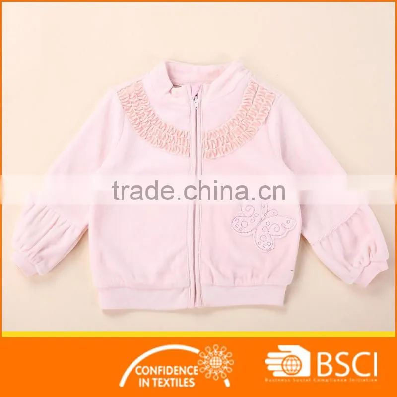 Fancy Butterfly Applique Nice Velour Child Clothing Sets