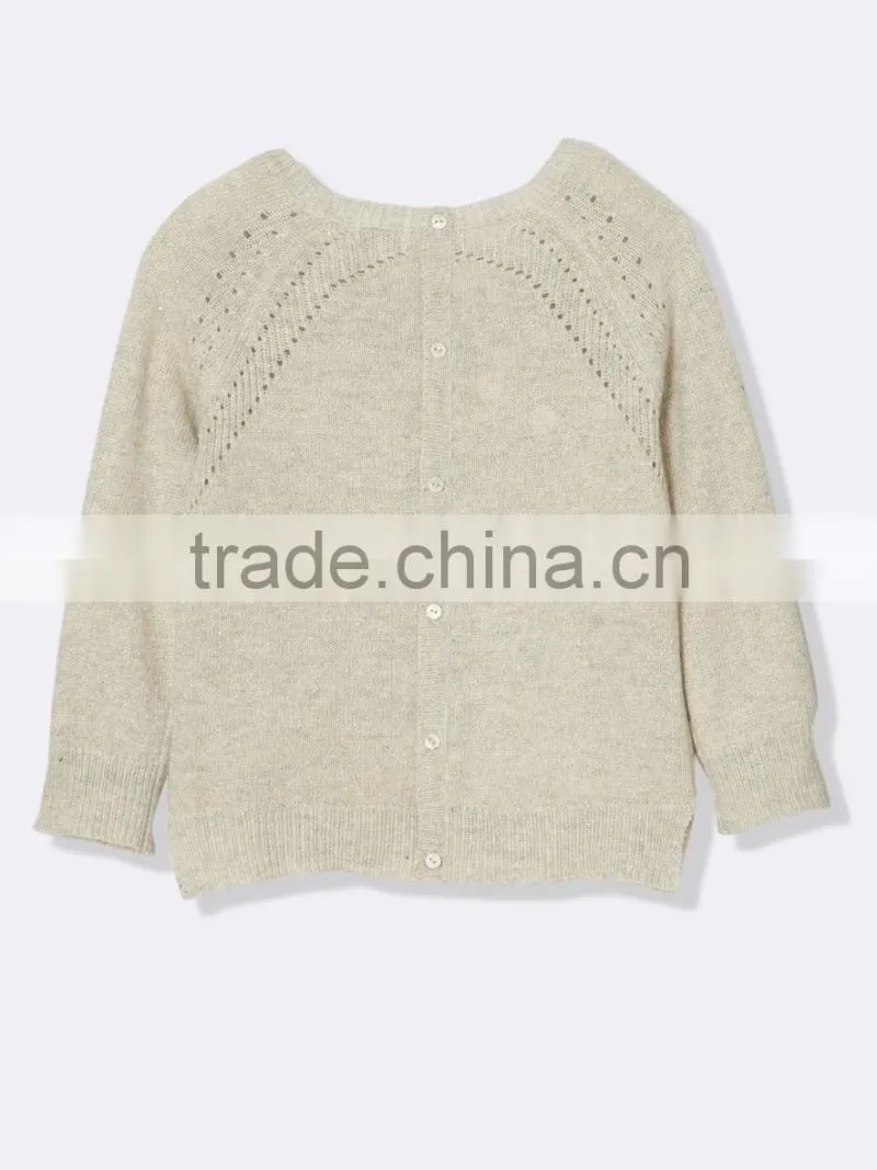 High Quality baby sweater design with Patch pocket Mock button (BKNB31)