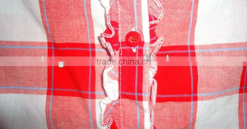 100%COTTON YARN DYED CHECK LADIES SHIRT WITH EMB. PATCH