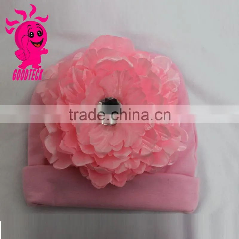 2015 Gift set fancy white pink yellow flower newborn crochet baby hats