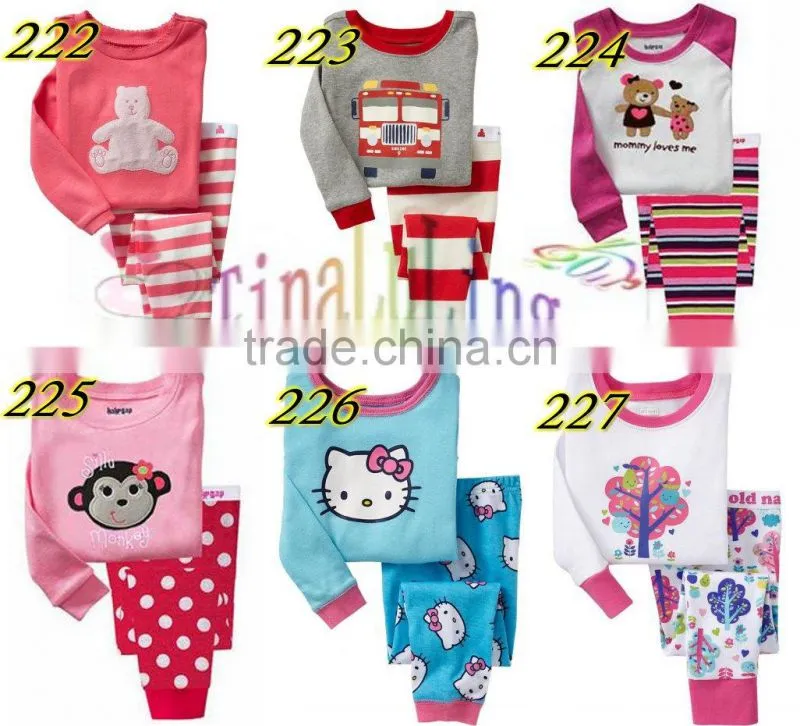 baby girls sky blue hello kitty cartoon pattern cotton pyjamas suits kids sleepwears children's nightgown