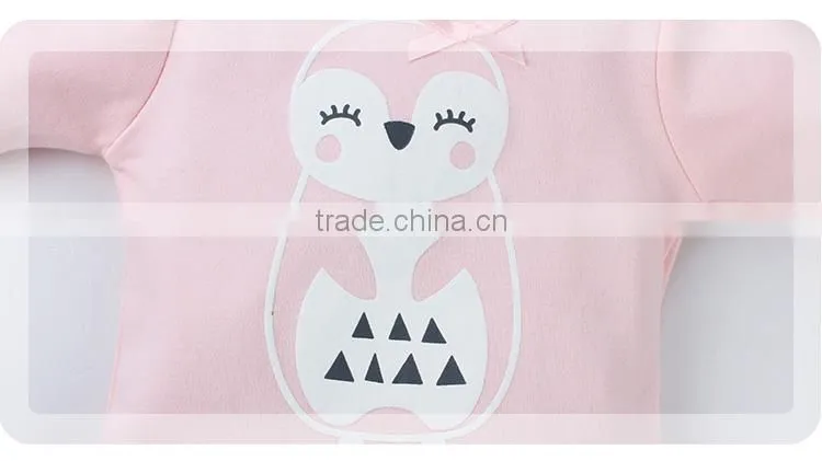 Puff printing cute pink crew neck baby girls long sleeves t-shirt