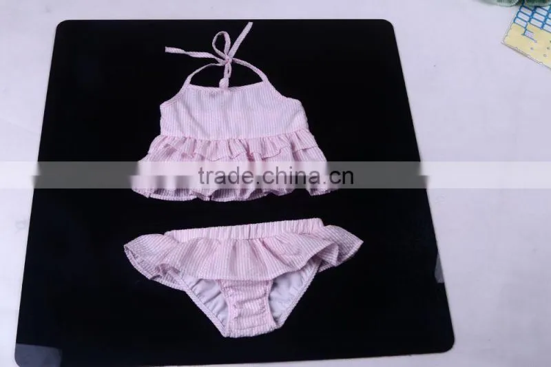 Girls One Piece Ruffle Toddler kid Seersucker Swimsuit