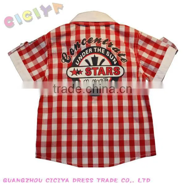 Wholesale custom boys checked shirt summer designs fancy boys casual shirt
