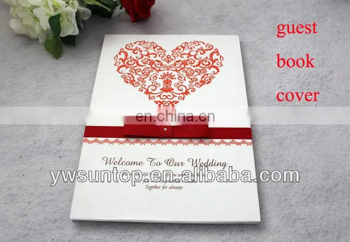 Red Hearts satin wedding signature guest book decorations party supplies