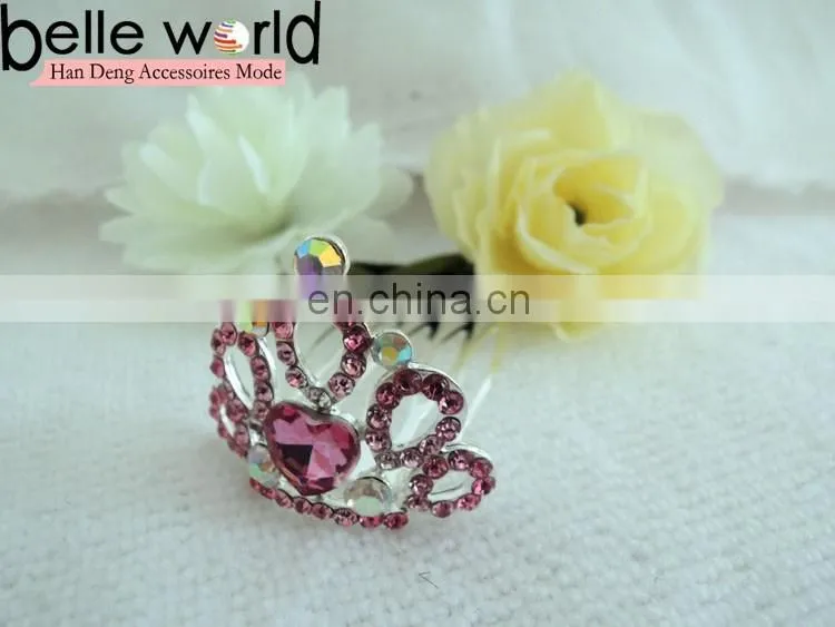 2 Colors Mini Rhinestone Crystal Crown Hair Comb Clip