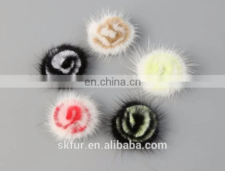 Fluffy and cute factory price mink or fox fur flowers