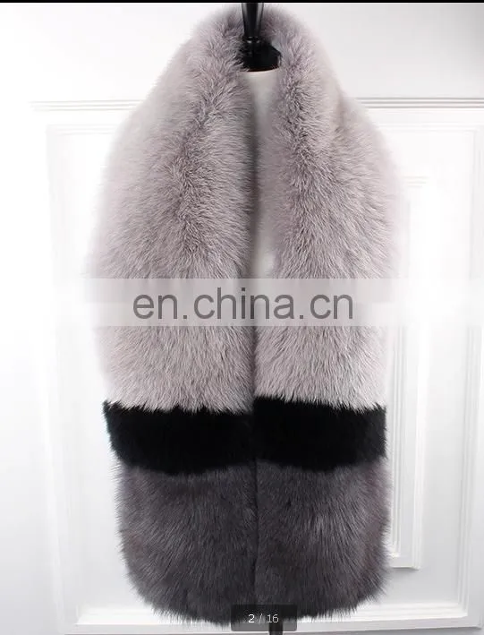 New Style Large Grey Fox Fur Scarf Real Fox Fur Shawl Cape For Lady
