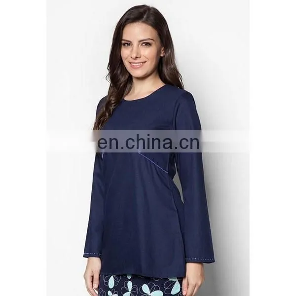 Traditional muslim wear high quality long sleeve muslim blouse for malaysia
