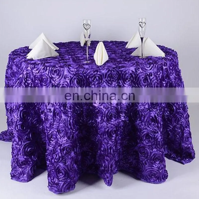 TC031Z rosette satin table cloth new design table cloth purple table cloth