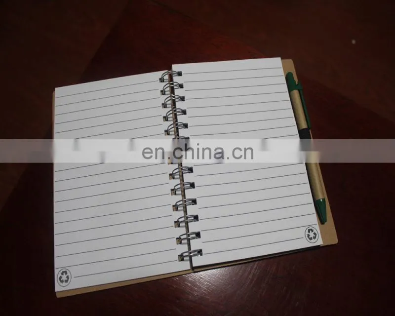 School Stationery Customized kraft paper cover notebook with pen