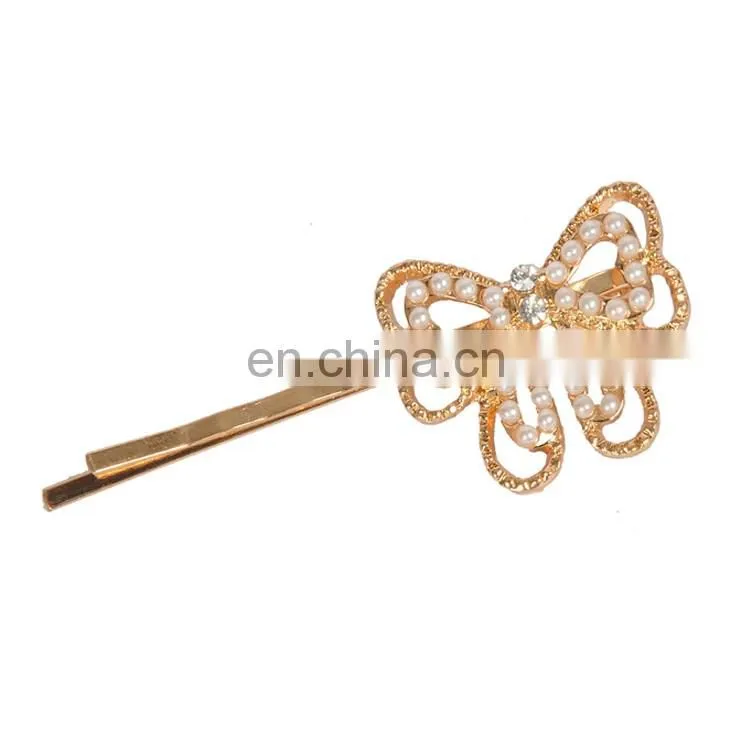 Popular customizable fashion rhinestones metal hair pin for women