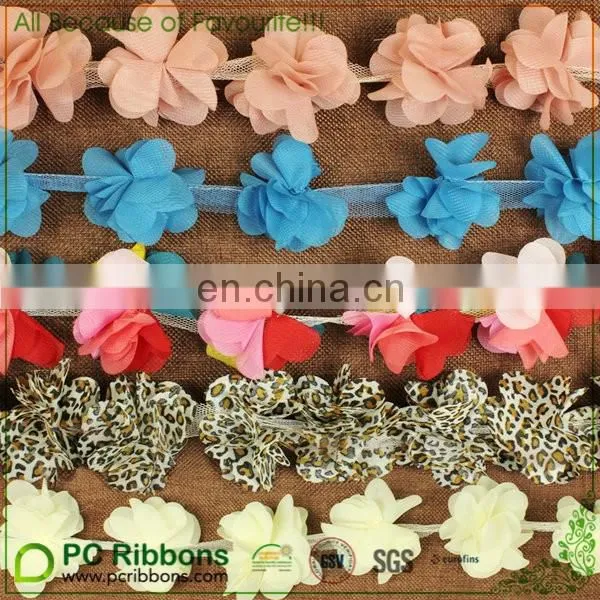 2016 Hot sale Vintage 6 petals chiffon flying flower trims lace