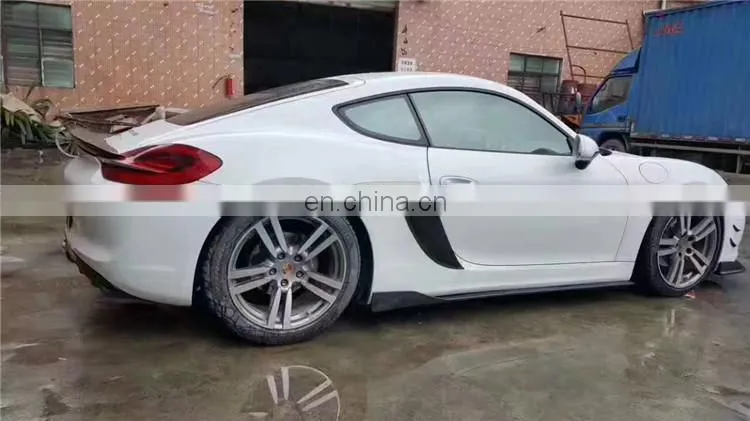 CQCV style carbon fiber body kit for Porsche cayman 981 front lip spoiler rear lip side skirts Light eyebrow and wing spoiler