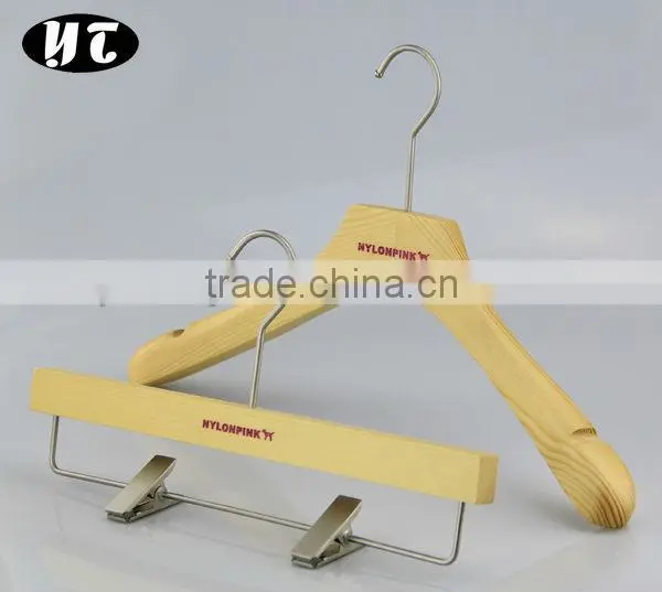HA923 natural wooden clothes hanger for tops pants