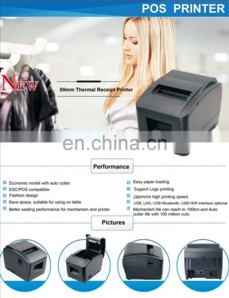 Cheap 80mm USB rolls auto cutter outdoor smartphone PDA computer POS restaurant unicode thermal receipt printer