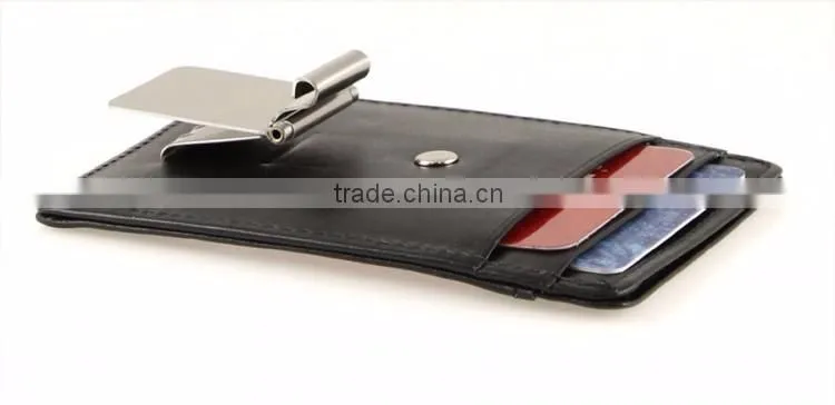 Functional cowhide money clip with ID window leather card holder money clip