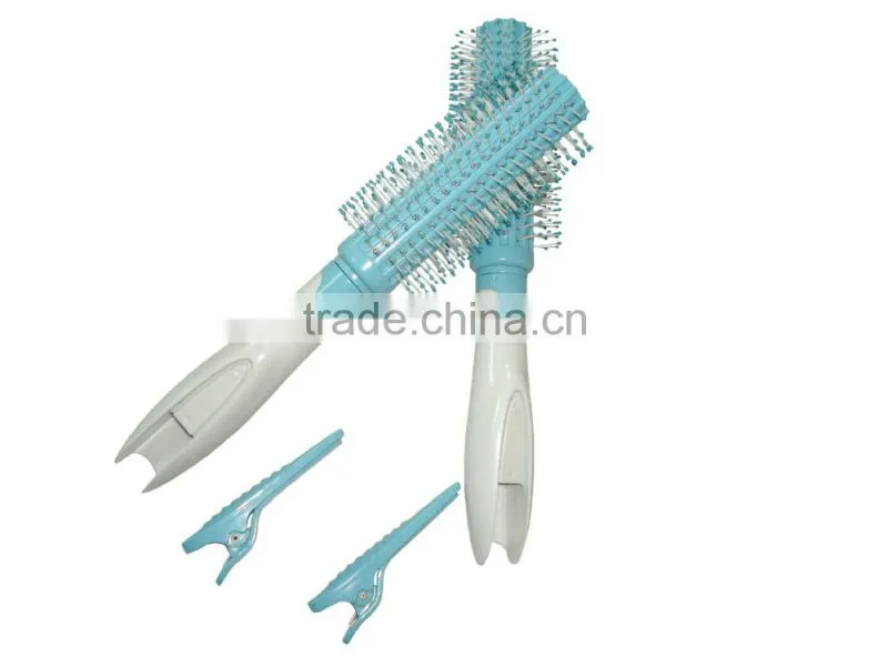 Professional plastic hair brush with clips